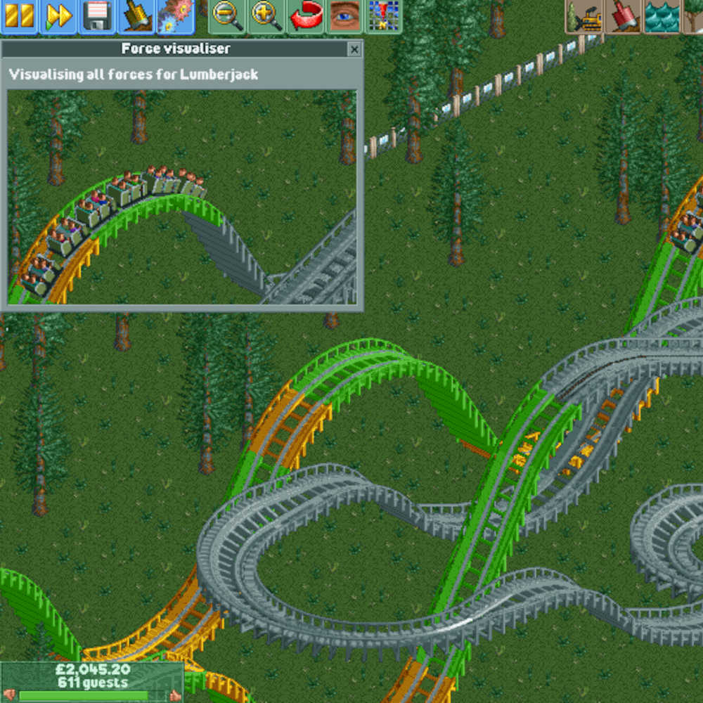 Image for OpenRCT2 force visualiser plugin
